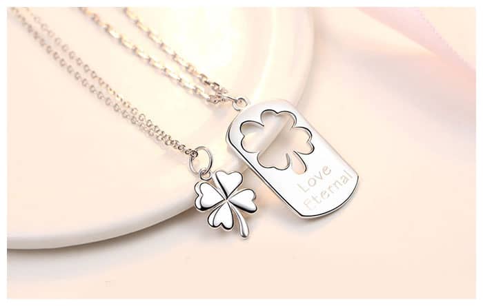 Lucky Clover Matching Love Necklaces for Couples